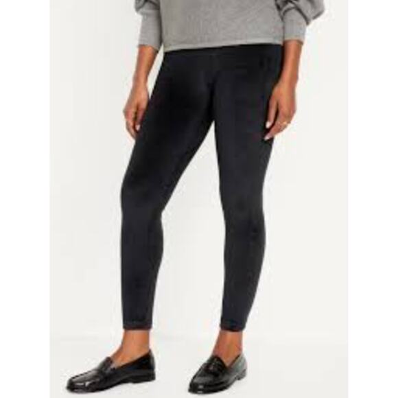 NWT Old Navy High-Waisted Velvet Ankle Leggings Black XL - Picture 2 of 9